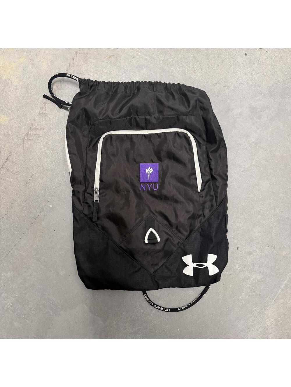 New York University Under Armour Black Drawstring Athletic Bag